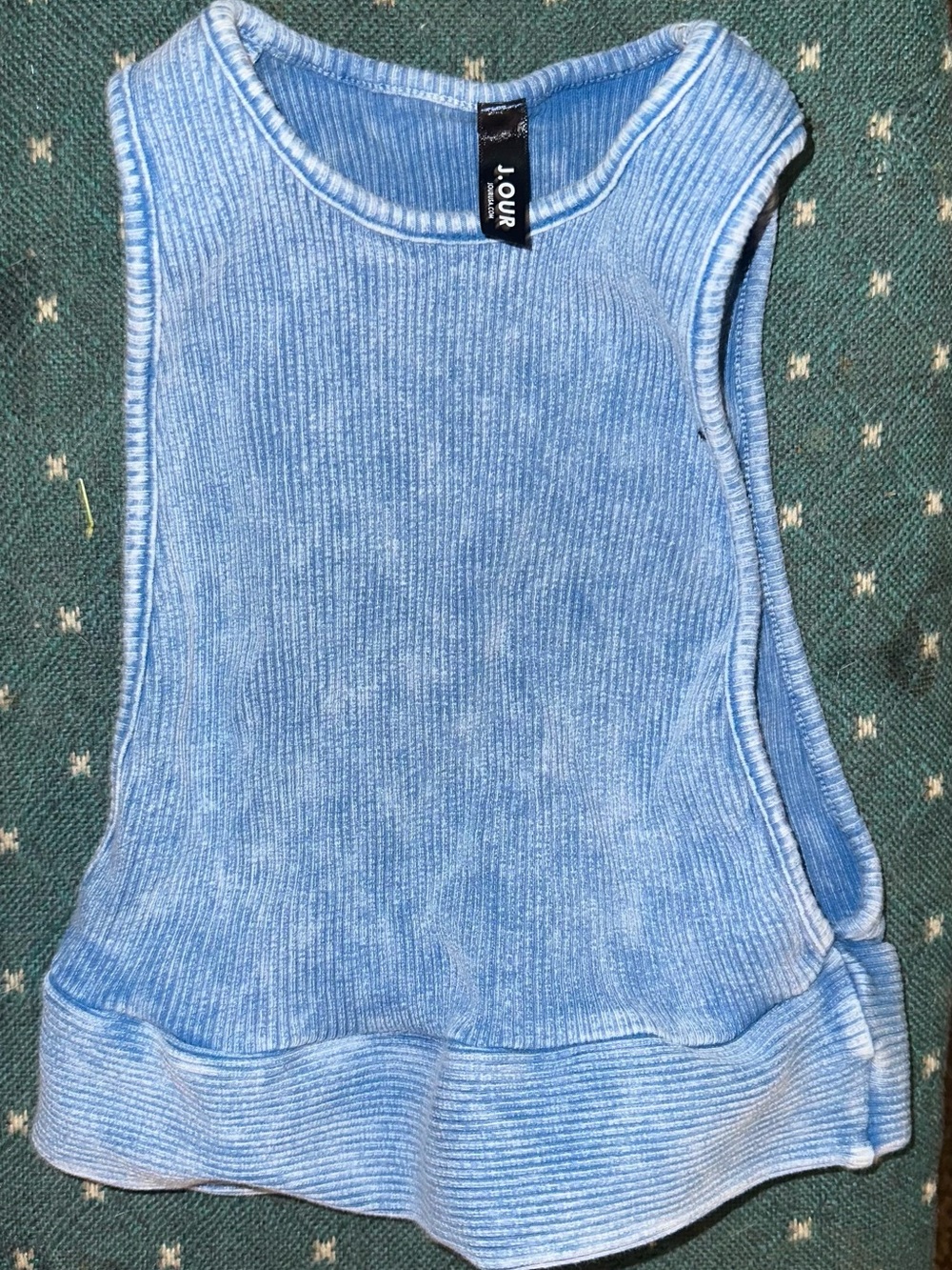 Light Blue Ribbed Crop Tank Top